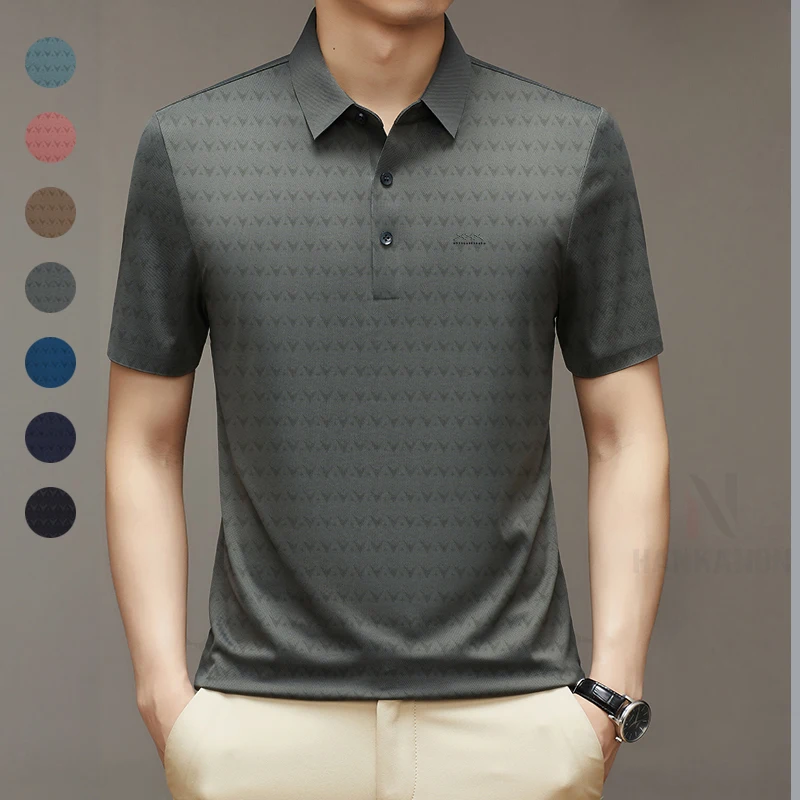 Short Sleeve 2024 Summer Standard Men's T-shirt, Shirt Collar Youth Popularity, Seamless Adhesive Polo Shirt, Golf