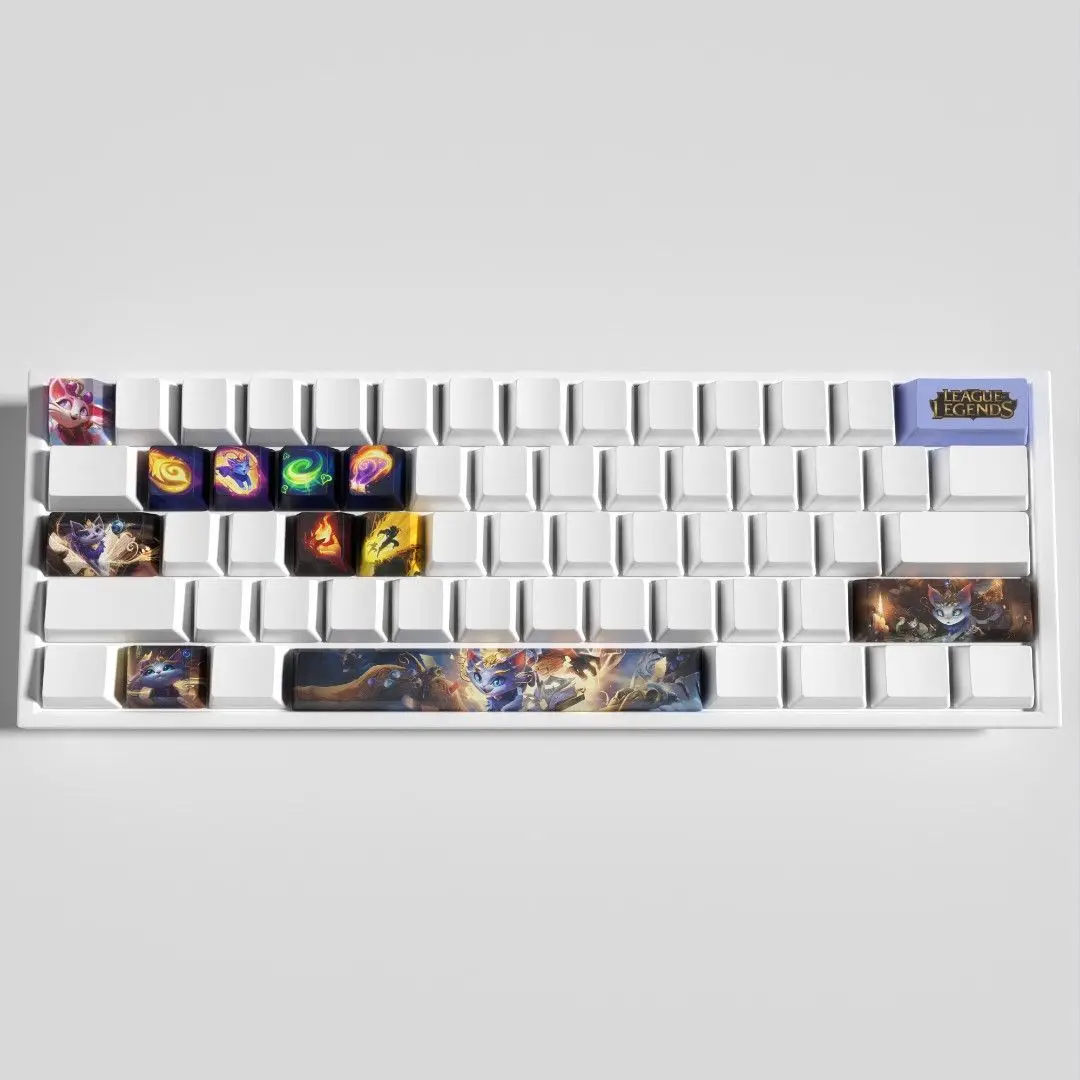 Lol Yuumi League of Legends Keyboard Cap Cute Cartoon Periphery Kawaii Tabletop Decoration Adorkable Oem Pbt Boy Christmas Gift