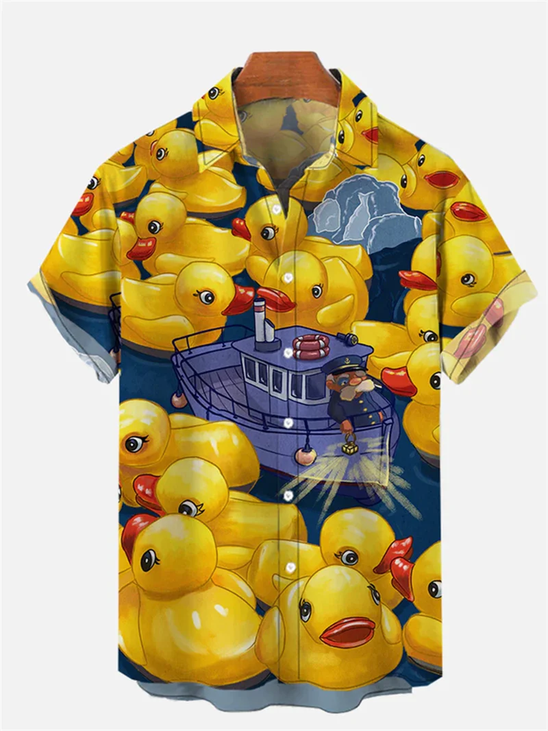 

Big Yellow Ducks and Small Boats Fashion Hot Sales 2024 Hawaii Shirt Men's Button Shirt Retro Shirt Simple Art