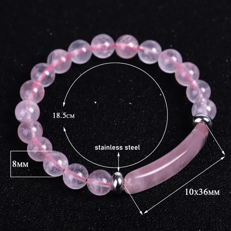 8mm Beads Natural Stone bangle Crystal Agate Rose Quartz Amethyst Gemstone Beaded Bracelet Men Women Bracelet Jewelry