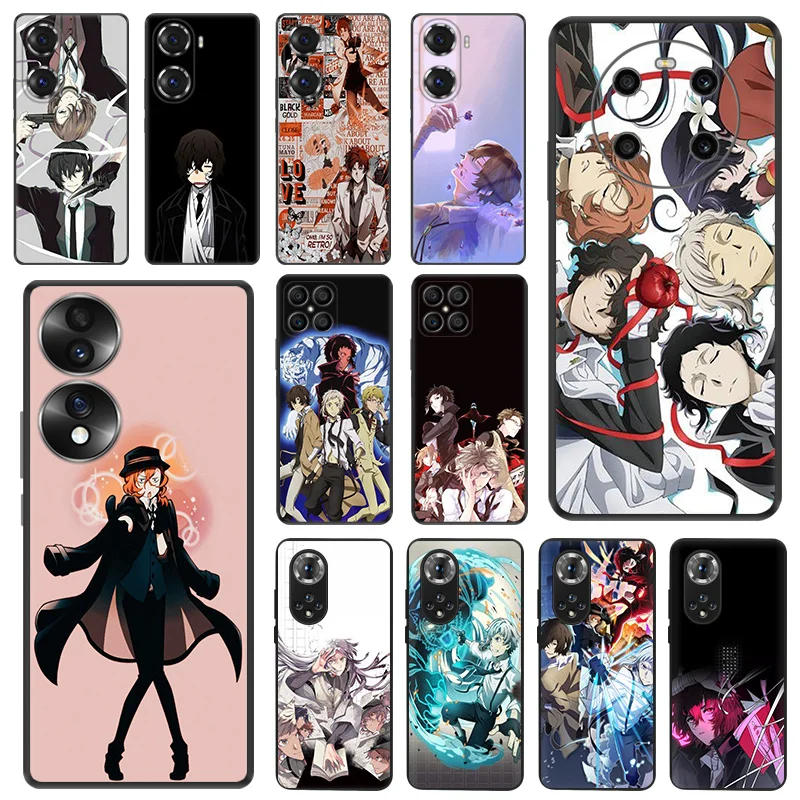 Black Matte Phone Cases for Honor X8b X8 X7 X6 a X9 b 90 70 Magic5 Bungou Stray Dogs Anime Huawei P40 P30 P20 Psmart Soft Cover