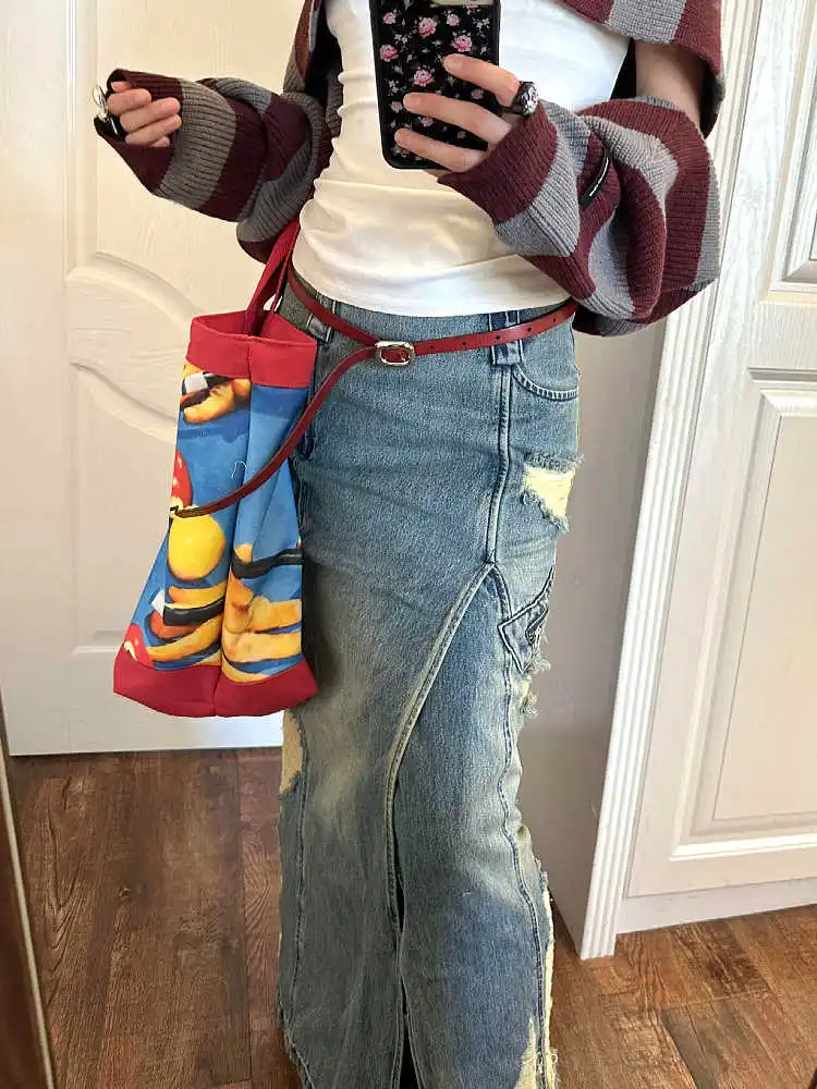 Falda vaquera Vintage Goblin Core coreana Y2k Maxi falda vaquera dividida Kpop Harajuku japonés Grunge 2000s estética Cyber Punk E-girl