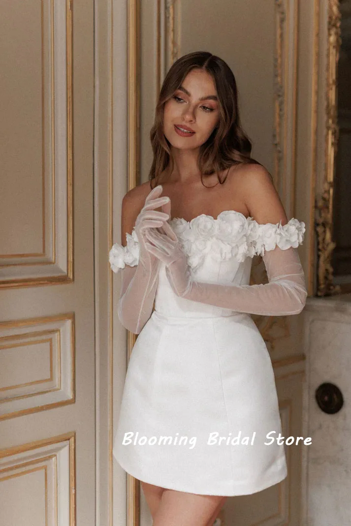 Elegante Strapless Mini Trouwjurken Op Maat Gemaakte Korte Bruidsjurken Vestidos De Fiesta فساتين سهرة