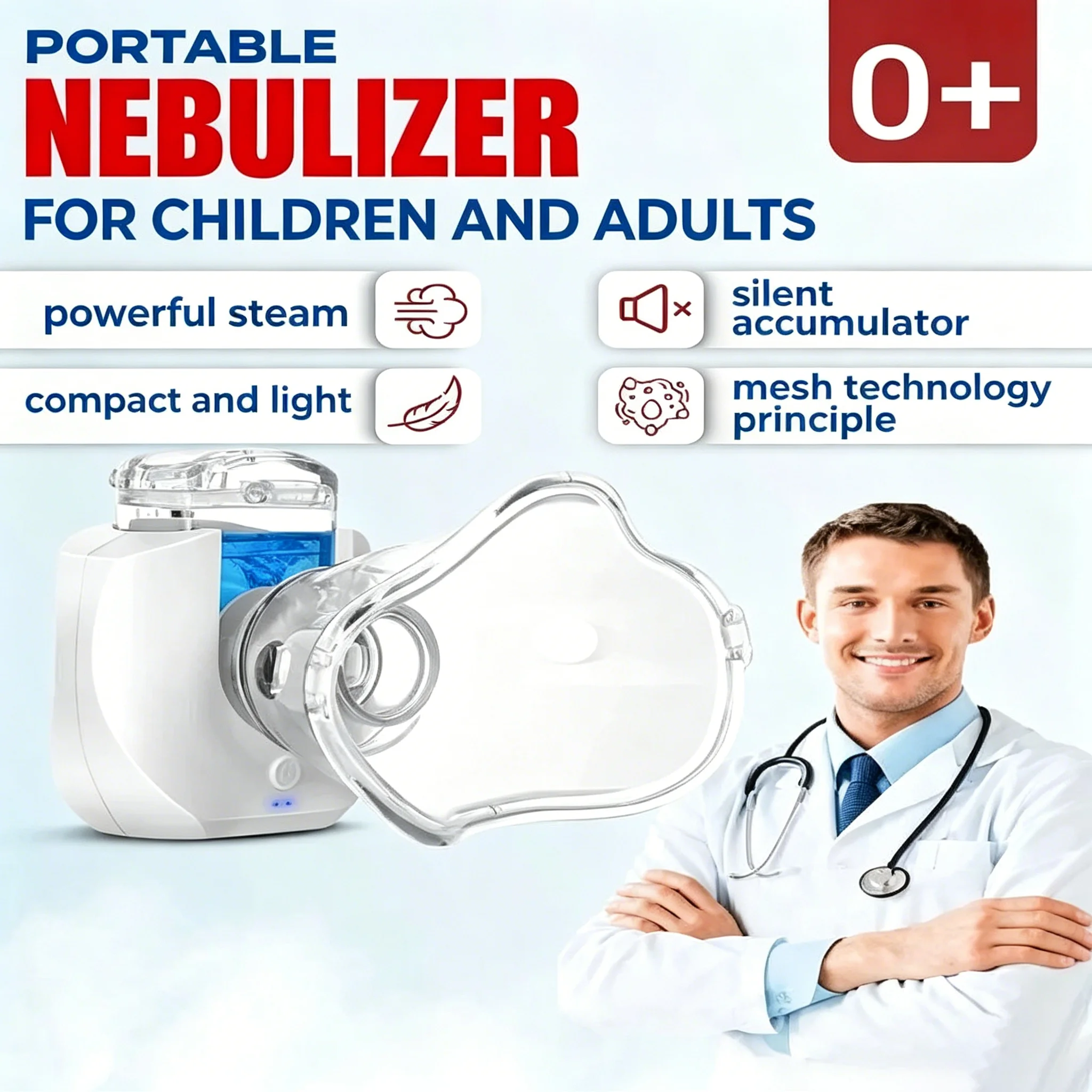 Nébuliseur AiQUE Mini Rechargeable 5μm, inhalateur d'asthme portable, atomiseur silencieux, nébuliseur médical pour adultes et enfants