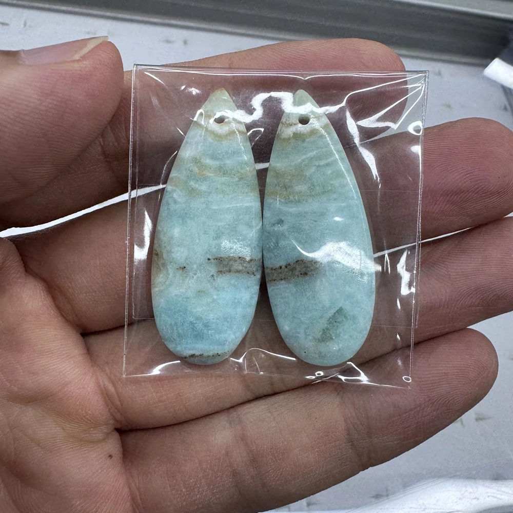 Wholesale 4pcs/pack Genuine China Larimar Hemimorphite Gemstone Pear Drop Beads Jewelry Earring Necklace Pendant DIY,Approx 38mm