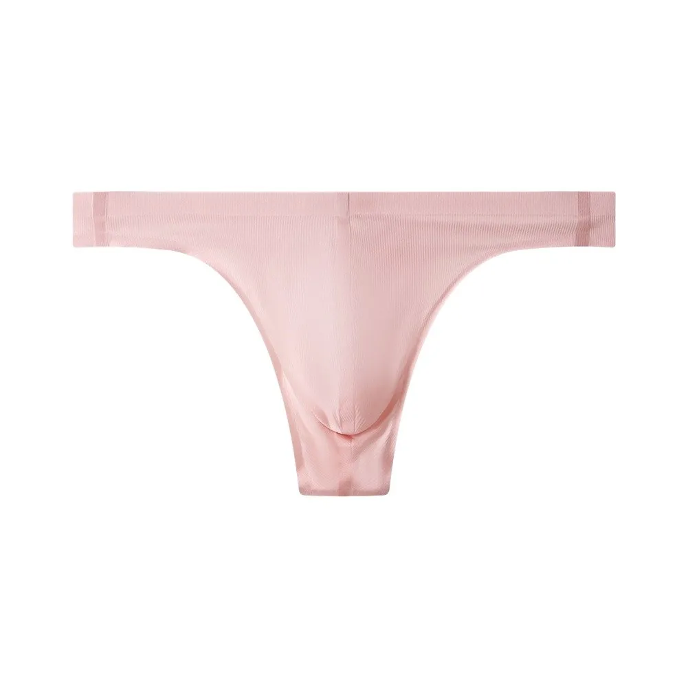 Mens Ice Silk Thong Panties Low Waist Seamless T-Back Briefs Quick Dry Underwear Bikini Bottom Erotic Hombre Male Lingerie