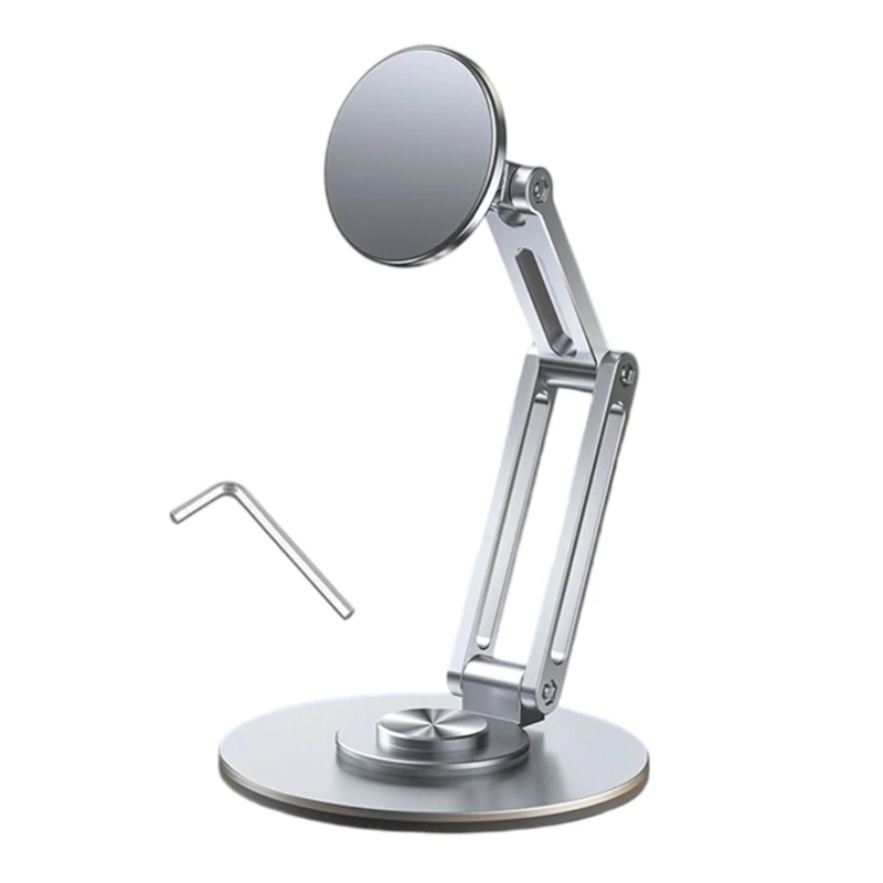 Desk Phone Holder 360 Adjustable Rotation Metal Phone Mount Single Handed Operations Anti Shake Base