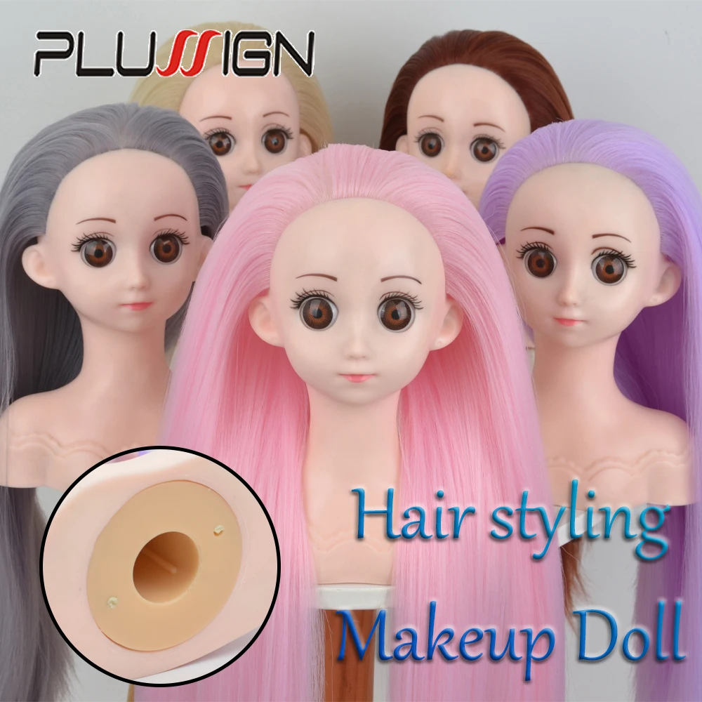Plussign Doll Mannequin Head For Braiding Hair Mannequin Head With Hair Doll Head For Cosmetology Training Practice Hair Styles