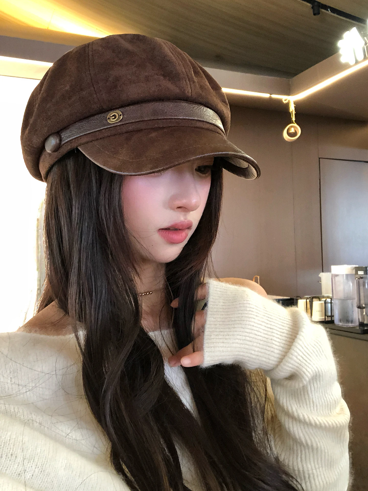 High Quality Vintage Octagonal Beret Hat Women's Early Autumn New Style Versatile Artist Hat Cartoon Boy Scout Cap