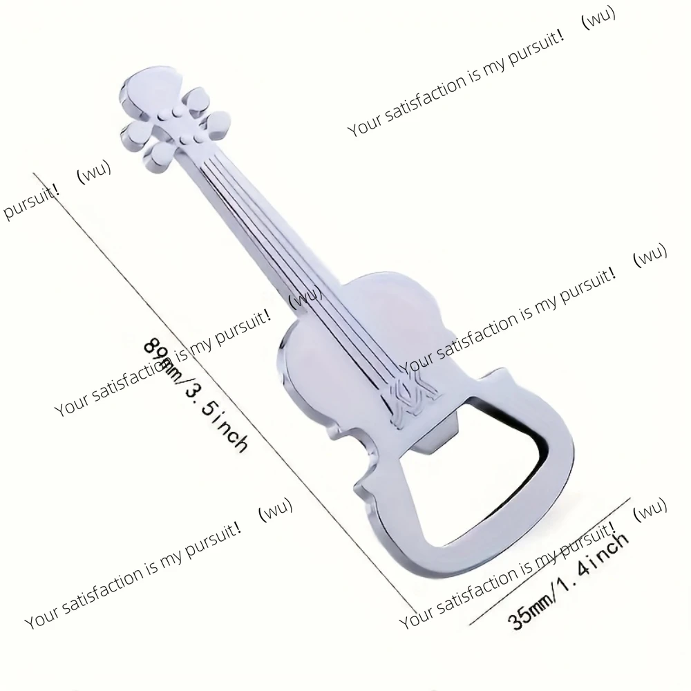 1Pc Silvery Guitar-Shaped Metal Bottle Opener, Portable Mini Bar Tool, Keychain Pendant, Novel Musical Instrument Design, No Ne