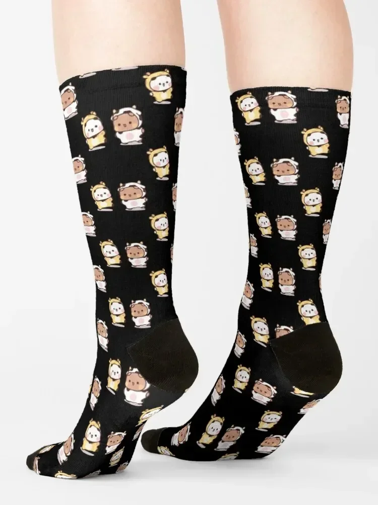 Calcetines con globos Bubu Dudu de oso y Panda, calcetines navideños para gimnasio, fútbol, hombre y mujer