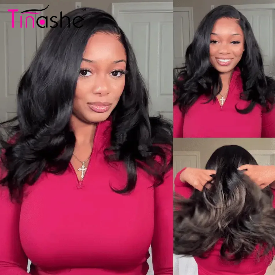 Peluca Tinashe Yaki de Ondas Sueltas Sin Pegamento, Corte Pre-Layered, Peluca Corta con Parte Lateral en C, Cierre de Encaje HD 6x5, Línea de Cabello Natural, Pelucas 100% de Cabello Humano