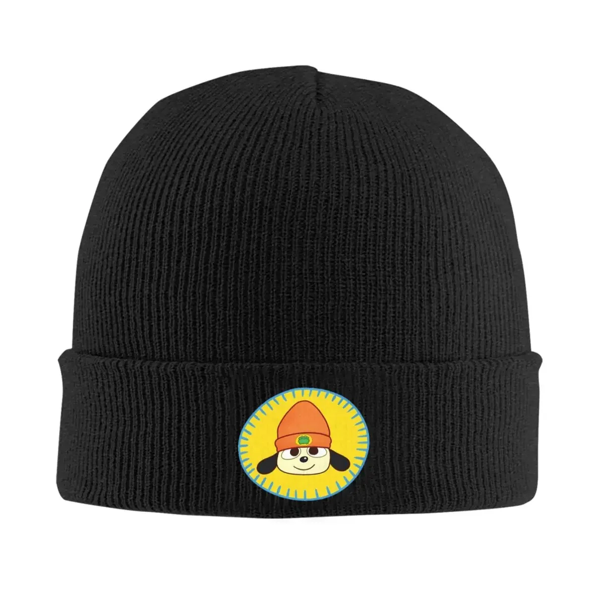 PaRappa The Rapper Patch Warm Knitted Cap Hip Hop Bonnet Hat Autumn Winter Outdoor Beanies Hats for Men Women Adult