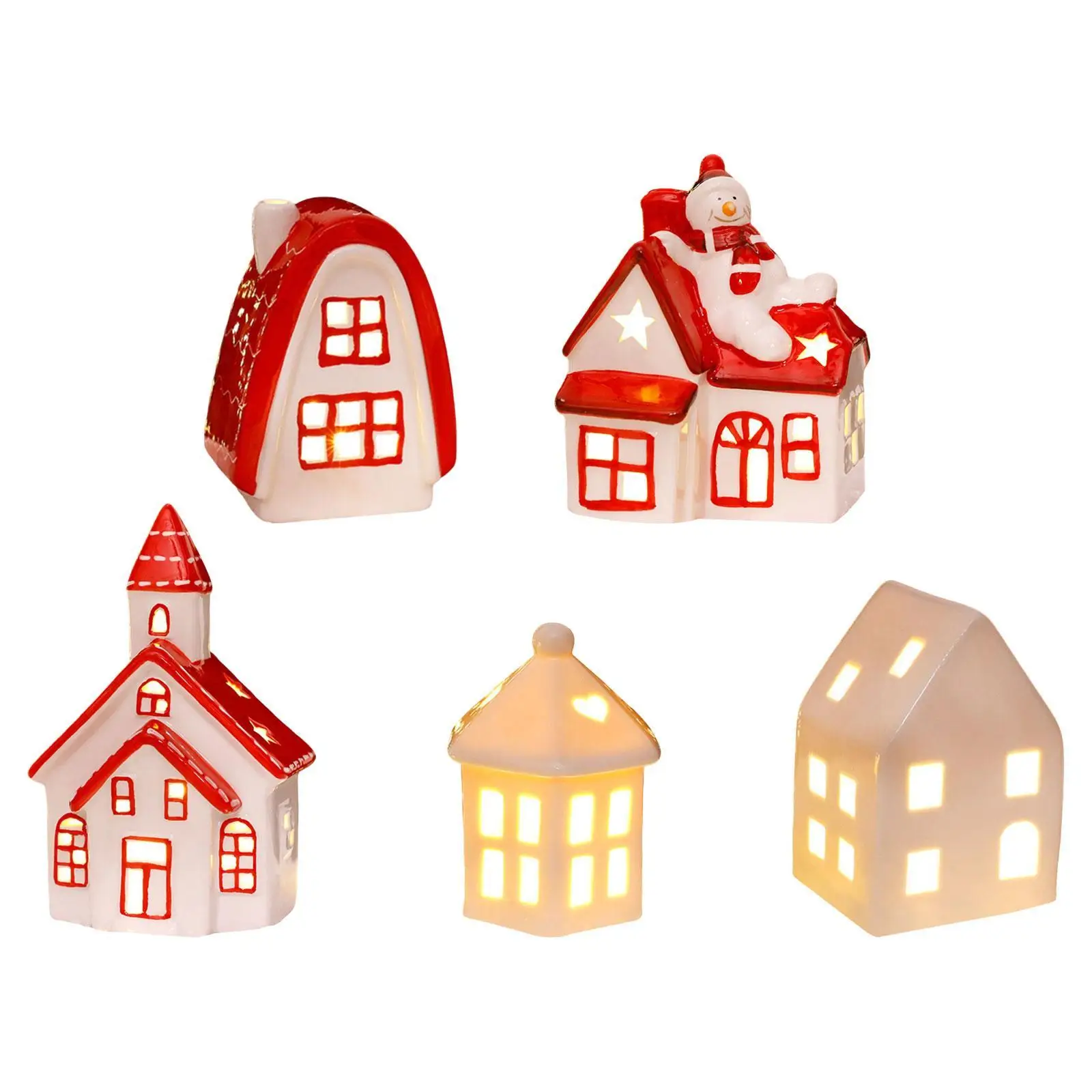 LED Light up Ceramic Decoration Winter Lighted up Christmas Village House