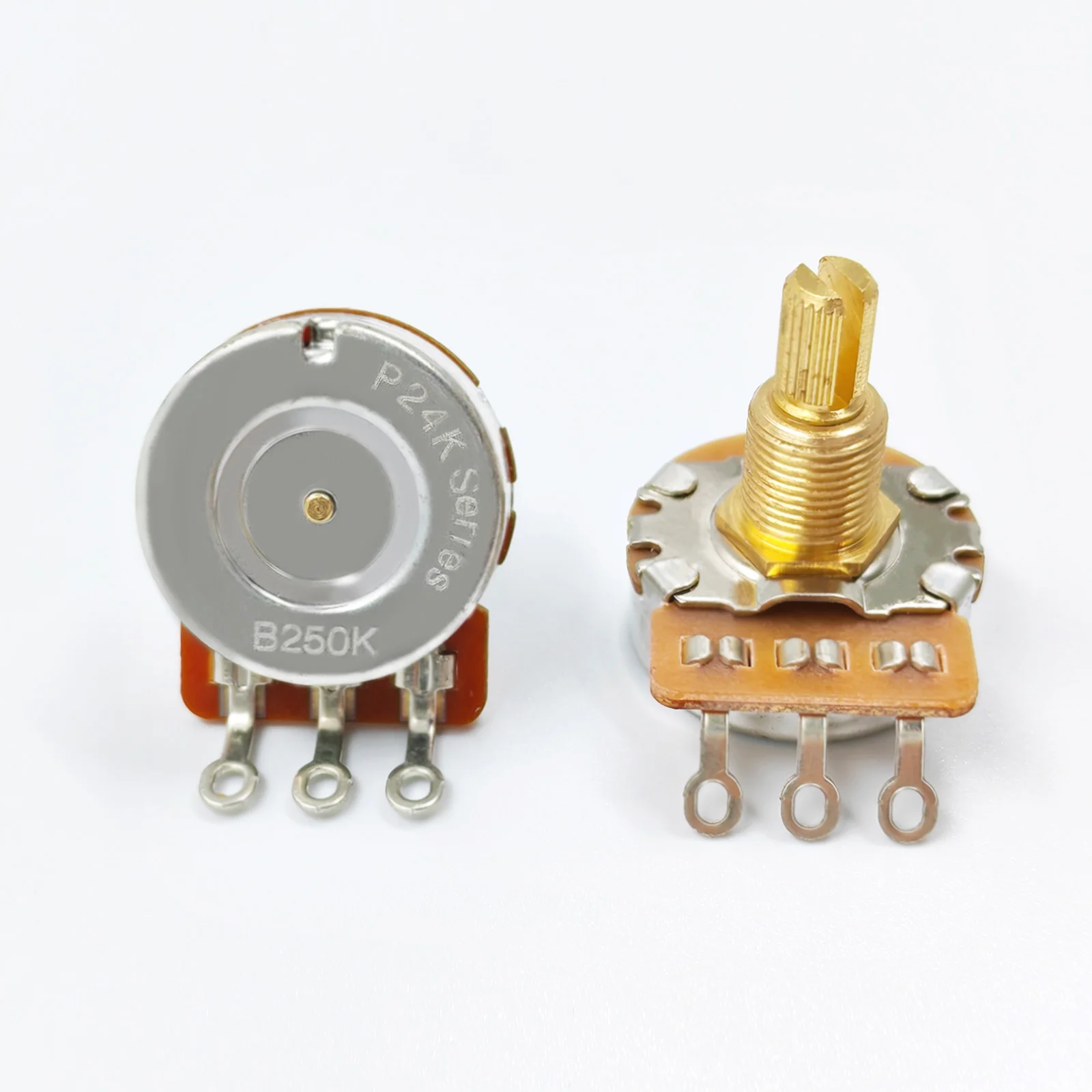 PHRILAM 24 teeth brassGuitar Potentiometer 3/8” Threaded Shaft Potentiometer 250k/500k Optional, 2 Piece Set