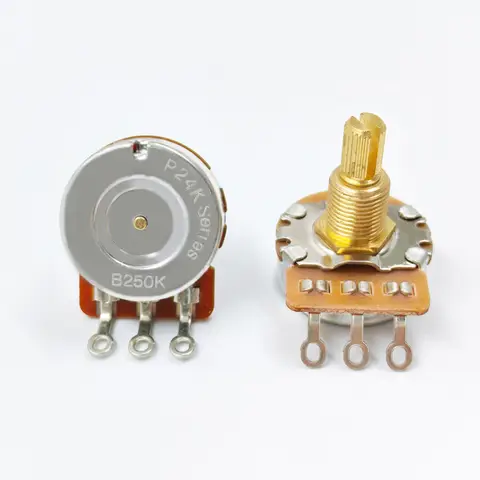 PHRILAM 24 Teeth Brass Guitar Potentiometer Set with 3/8” Threaded Shaft 250k/500k Ohm Options - 2 Piece Guitar Pot Set