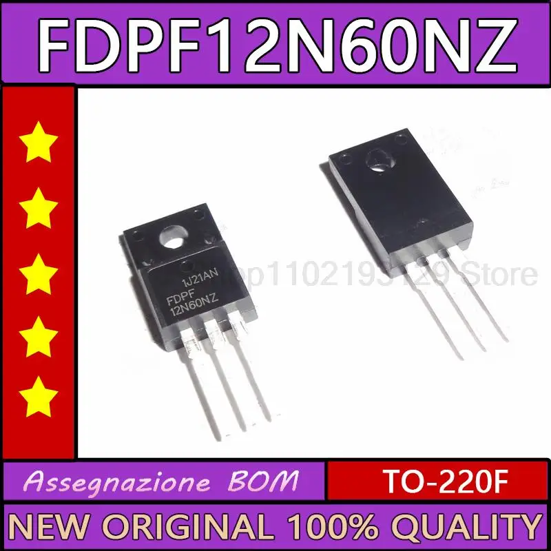 10PCS/LOT FDPF12N60NZ 12N60NZ NEW IMPORTED FET 12A 600V.