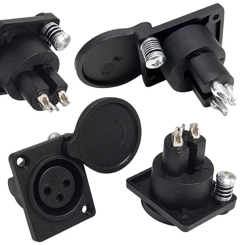 

5/20Pcs XLR Connector 3 Pin Dustproof Panel Mount Type Microphone Audio Video XLR Female Socket with Protecting Cover Cap