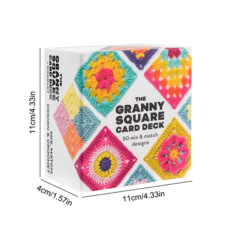 The Granny Square Card Deck Knitting Kit 50 Mix & Match Designs Crochet Cards for Beginners DIY Grandma Knitted Pattern Card Set