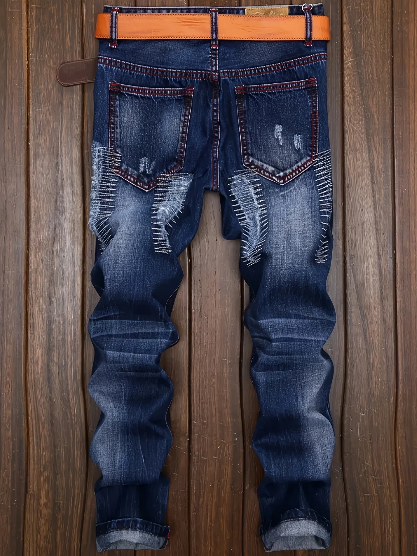 Jeans retos rasgados masculinos para homens da moda fazem calças jeans antigas para motocicleta