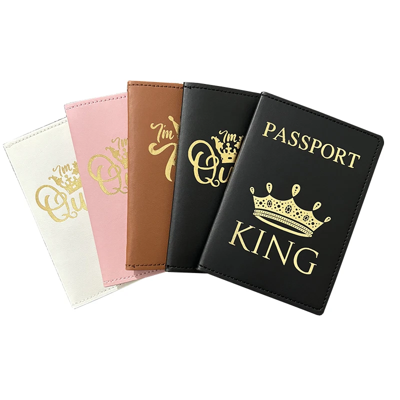 

Queen and King Passport Cover for Couples Travel Passport Case PU Leather Pink Cute Passport Wallet Purse