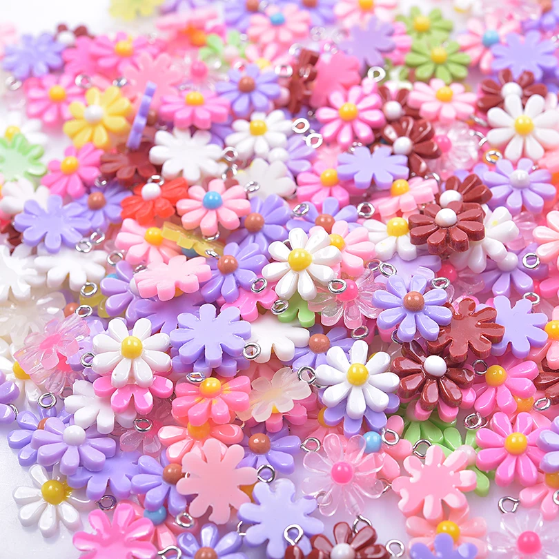 Mixed Flowers Charms 10/30/50/100pcs Jewelry Supply Charms Little Daisy DIY Jewelry Making Necklace Earring Bracelet Findings