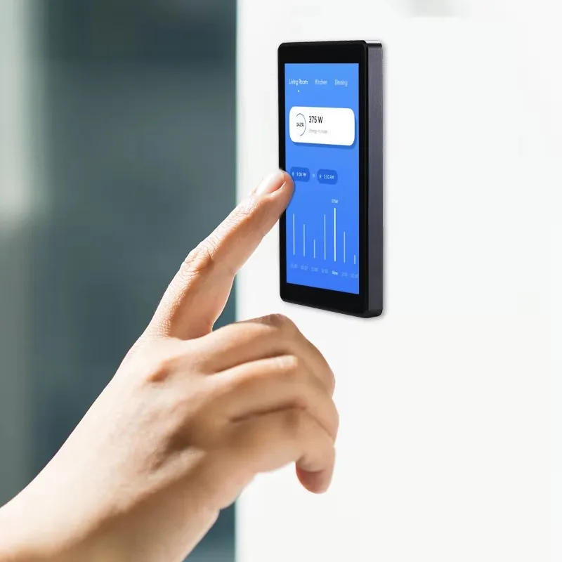 [عرض ساخن] 5.5 بوصة تقنية تعديل درجة حرارة لوحة اللمس الزجاجية KNX الذكية USB مفتاح التحكم المركزي في الحائط Android Outdoo