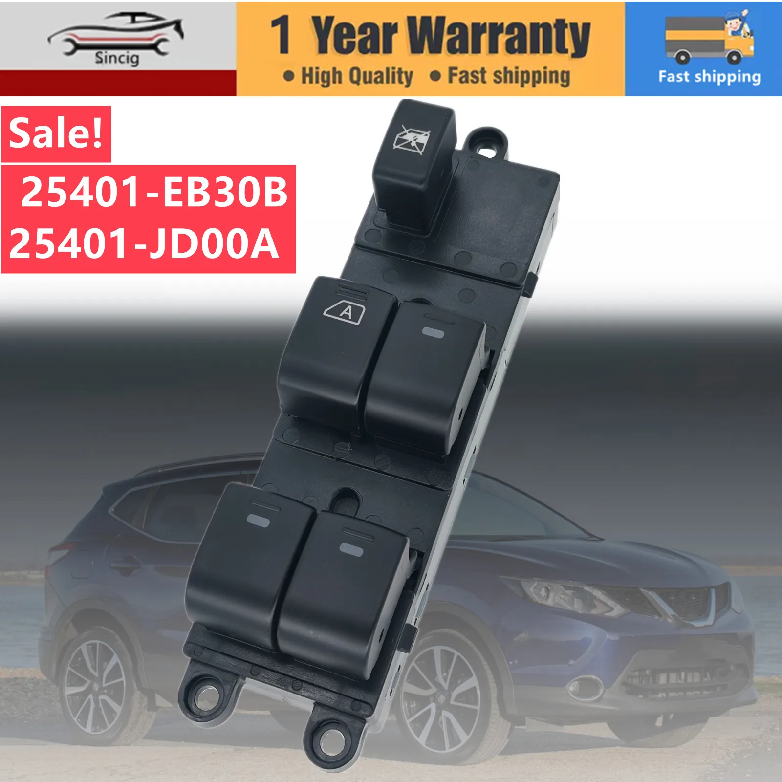 زر مفتاح نافذة كهربائي رئيسي لنيسان نافارا قاشقاي باثفندر 2005-2016 25401-EB30B 25401-JD00A