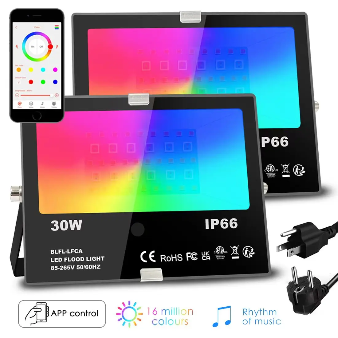 projetor inteligente 30w mudanca de cor led ao ar livre jardim luz inundacao ip66 impermeavel bluetooth compativel app controle rgb holofotes 01