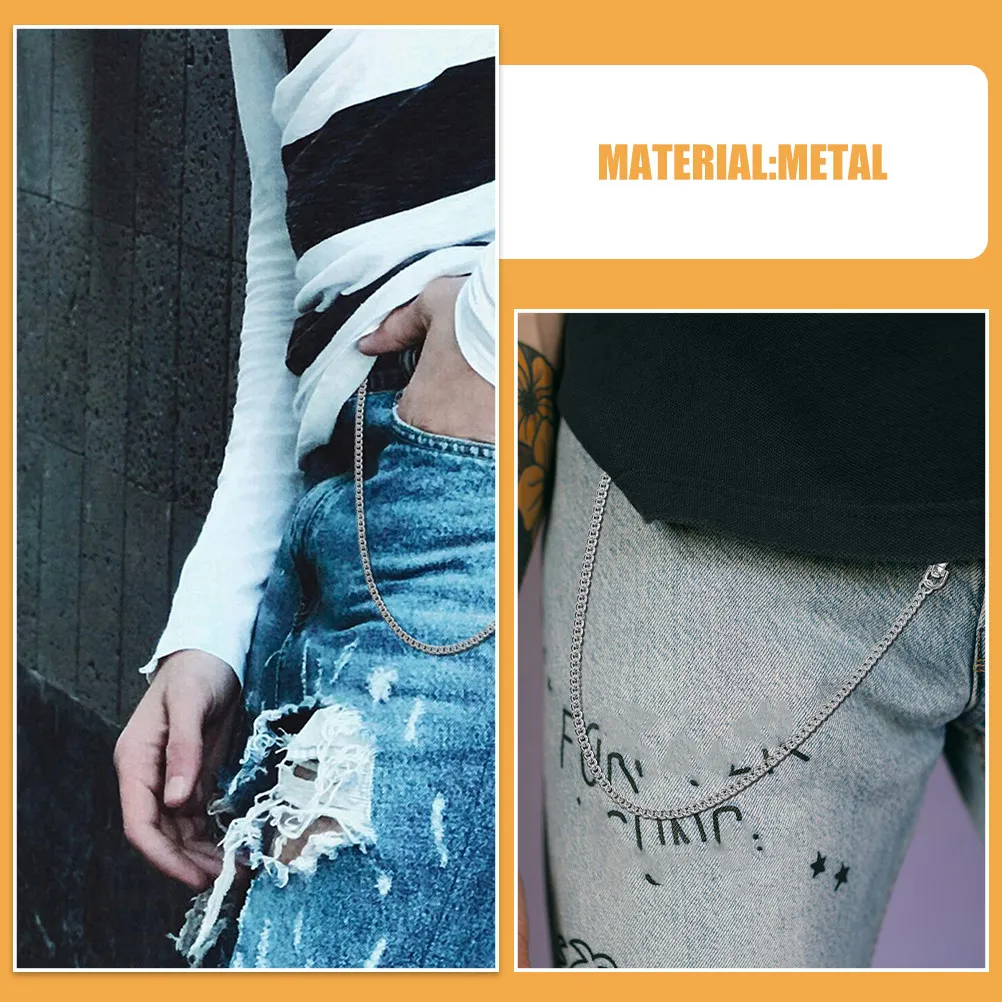 Men's Wallet Chain Heavy Duty Metal Pants Key Holder Jeans Pocket Chain Belt Clip Secure Decorative Accessory for Daily Use