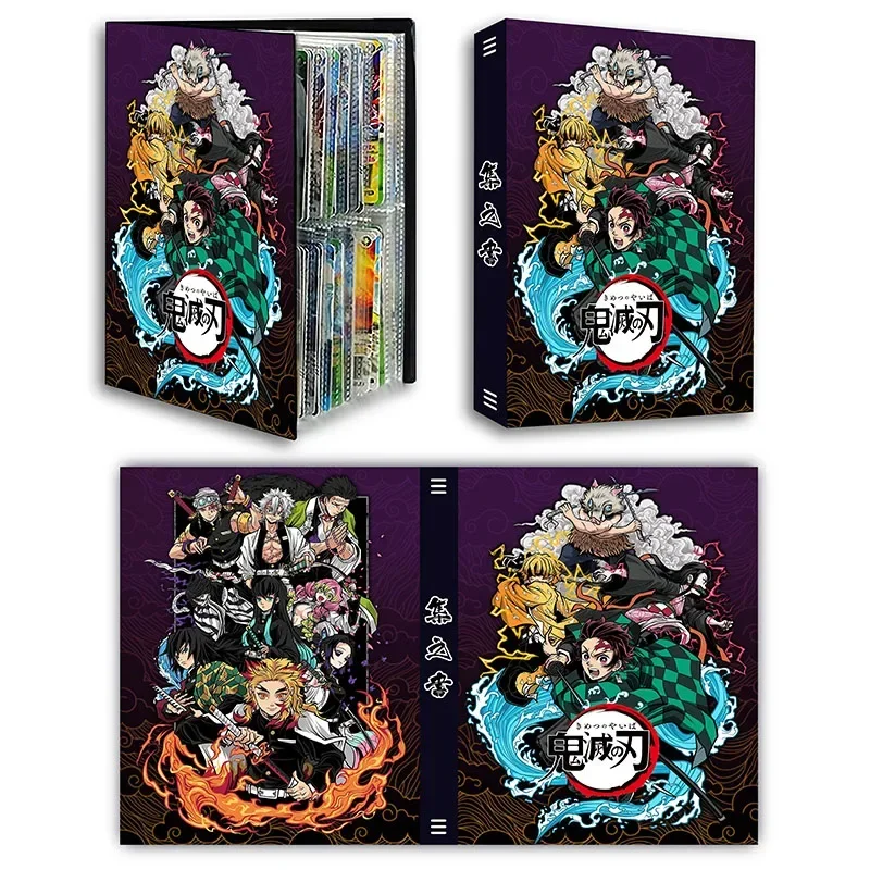Demon slayer kamado tanjirou 240 pçs álbum de cartas livro jogo titular do cartão fichário vmax jogo cartão coleção crianças brinquedos presente