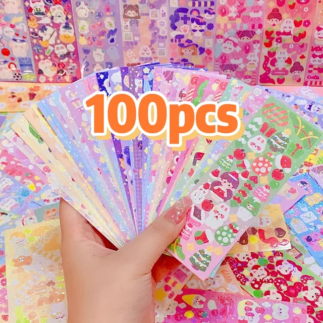 Naklejki Kawaii dla dzieci śliczne stacjonarne estetyczne dekoracje do pamiętnika artykuły artystyczne naklejki do scrapbookingu dużo koreańskie biurko papierowe