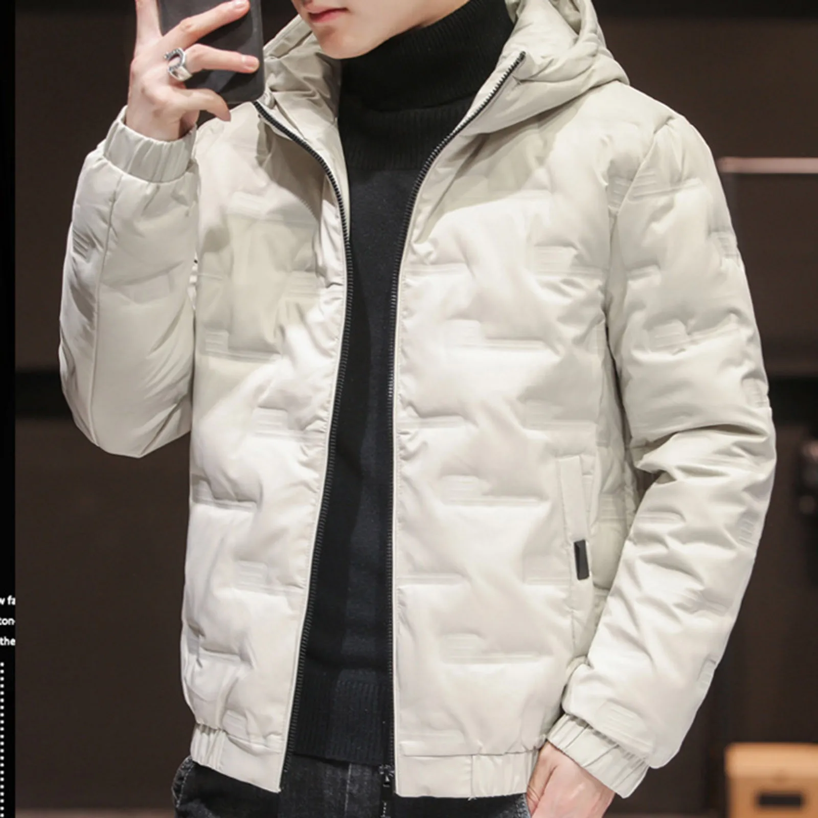 Cotton-Padded Men Winter 2024 Fashion Simple Thickened Cotton-Padded Baseball Jacket New Men's Trend with Cashmere Coat