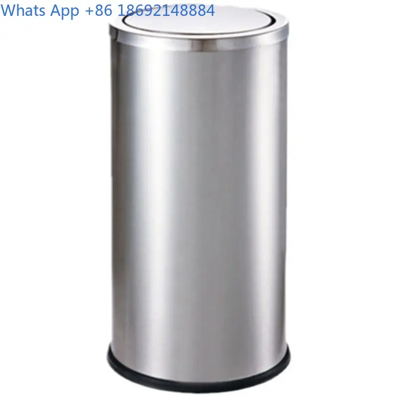 

Trash Can Stainless Steel Outdoor Vertical Trash Can Mall Hotel Flip Lid Without Lid Movie Commercial Fruit Peel Bin