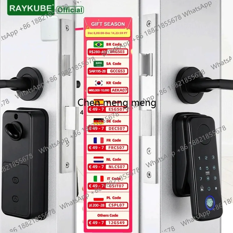N1 TT Lock Auto Smart Fingerprint Lock Set with Handle/Door Sensor APP Remote Unlock Easy Install No Punching No Wiring
