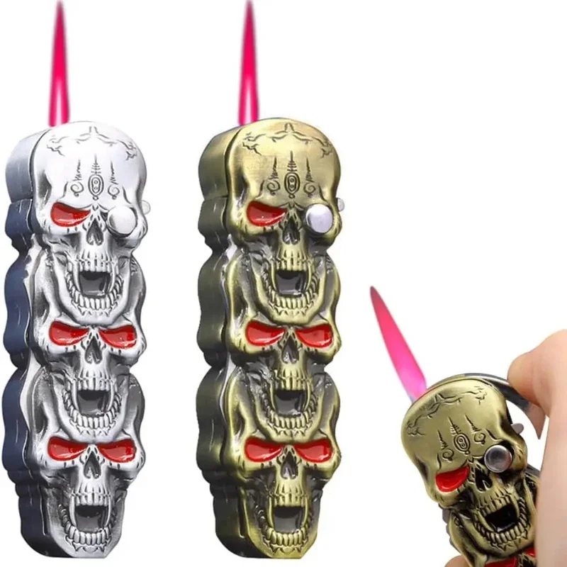 

Skull Fun Lighter Windproof Portable Jet Gas Lighter Adjustable Jet Flame Turbo Torch Lighter for Barbecue Candle Camping