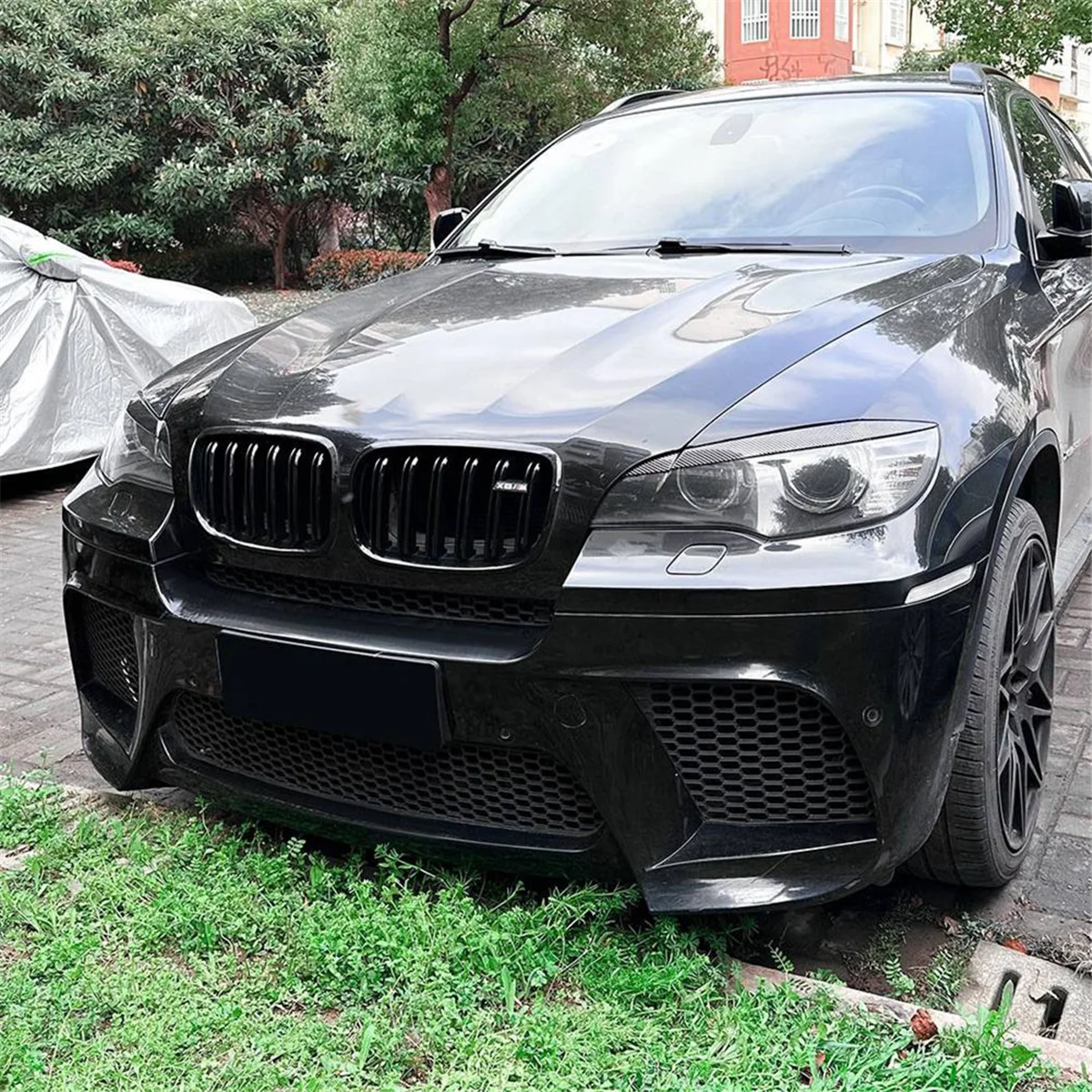 Накладка на фару автомобиля, крышка для бровей для BMW X6 E71 2008-2014, крышки для фар автомобиля, век, узор из углеродного волокна-T45C