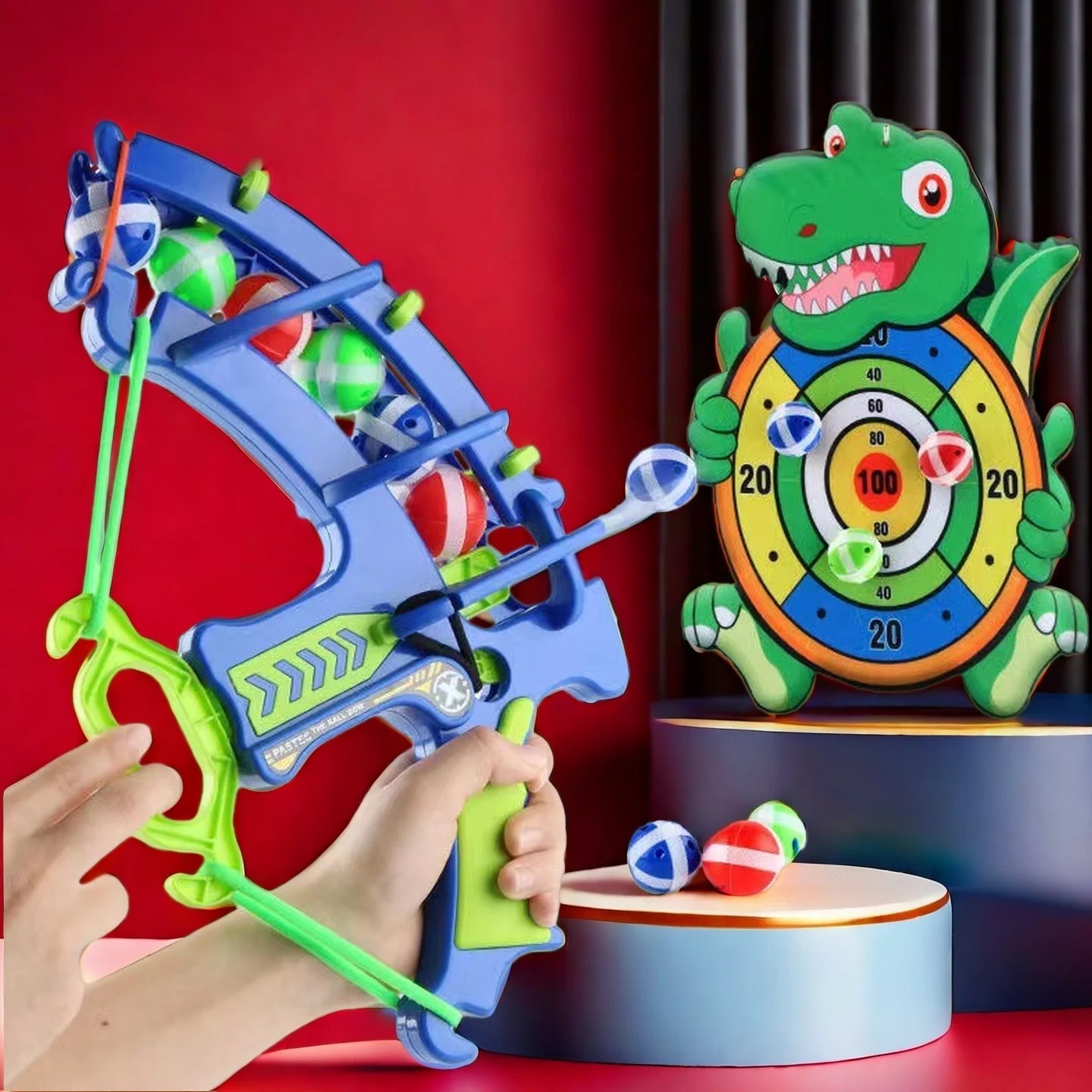 12 Piece Set of Dinosaur Target+Plastic Slingshot Combination Set, Party Games and Activities, Children's New Year Gifts, Festiv