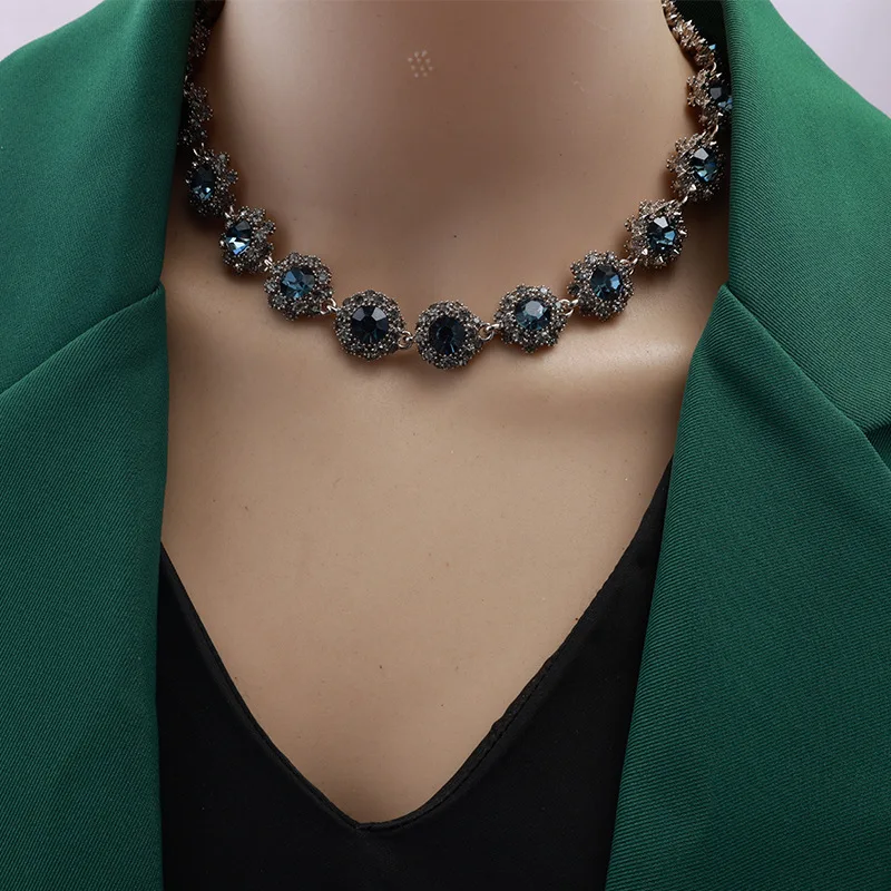 

Vintage Rhinestone Encrusted Jewelry Set Necklace Bracelet Earrings for Women Elegant Accessories Weddings & Retro Themed Events