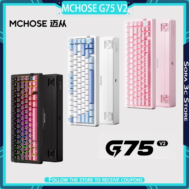 

MCHOSE G75 V2 Mechanical Keyboard Wireless Tri Mode Multi-function Knob Long Battery Life Ergonomics Customized Gaming Keyboard
