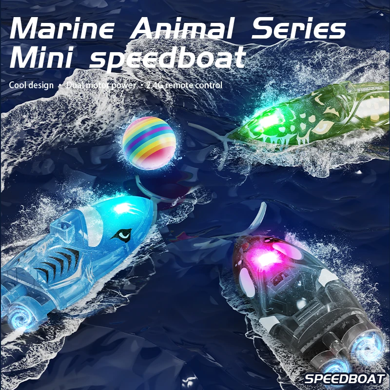 2.4G Mini Remote Control Boat Suitable for Bathtub and Swimming Pool Interactive Ball Grabbing Game Electric Water Toys