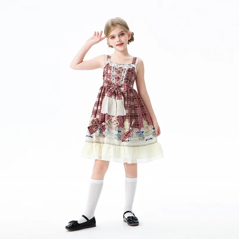 

2025 Idyllic Farm Children's Suspender Skirt Lolita Princess Skirt Hawaiian Vacation Children's Dress Girls Dress