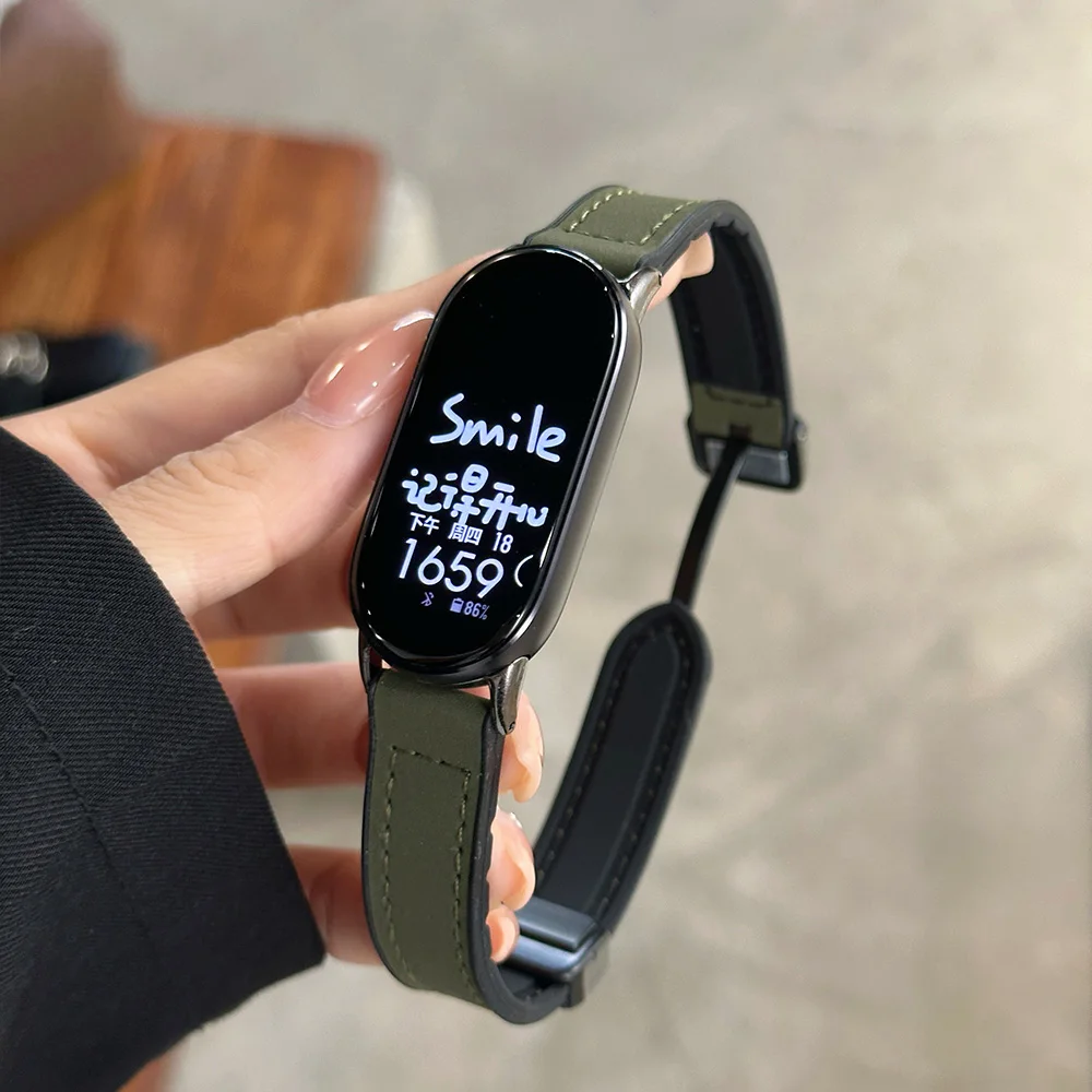 Leder-Magnetverschluss-Armband für Xiaomi Smart Band 10 9 8 NFC Uhrenarmband Ersatzband für Xiaomi Miband 9 8