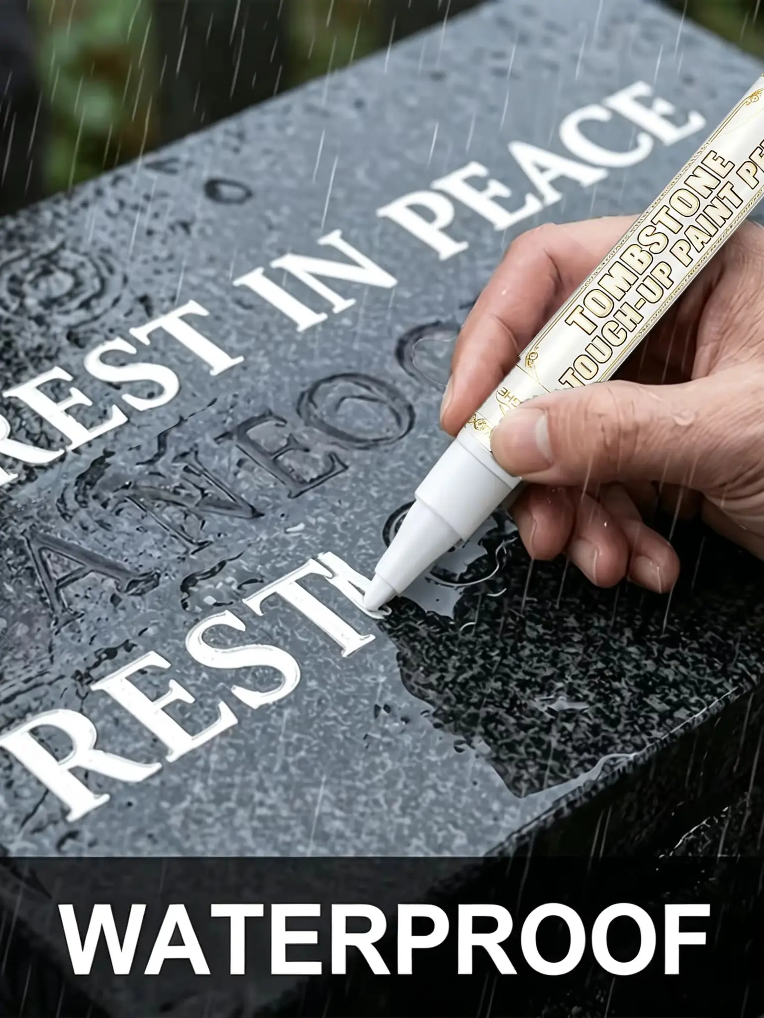 Anti-Verblassungs-Stift zur Reparatur von Grabsteinbuchstaben, Langlebiger Marker für Granit-Denkmäler & Epitaph-Restaurierung – Detail 1