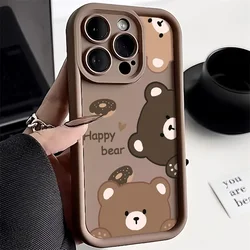 Capa de telefone bonito do urso dos desenhos animados, capa macia do silicone dos doces, iPhone 12, 11, 13, 14, 15 Pro Max, XR, XS, X, 7, 8, 15 Plus, SE, 3