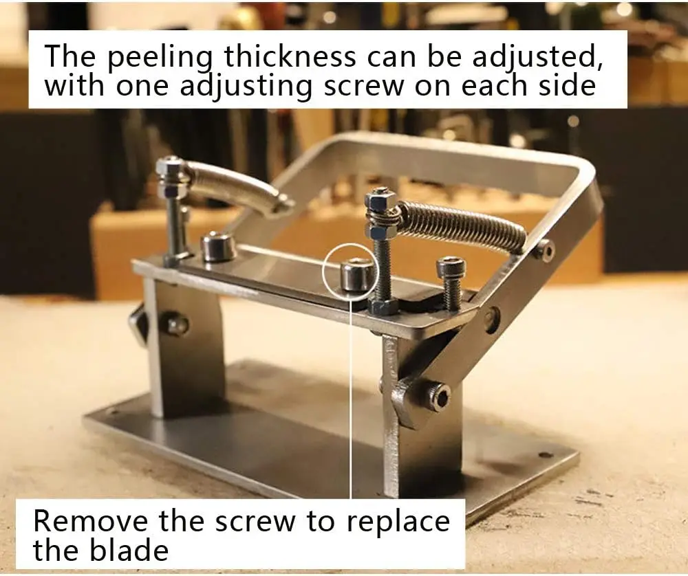 Macchina per sbucciare la pelle regolabile Macchina per sbucciare la pelatura in acciaio inossidabile 304 Strumento per la lavorazione della pelle fai-da-te per diradare