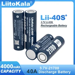 LiitoKala Lii-40S 21700 Battery 3.7V Li-ion 4000mA 40A Discharge Batteries 4.2v high drain devices Flat head