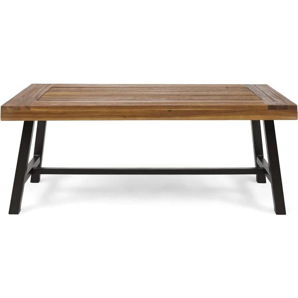 Outdoor Table, Outdoor Acacia Wood Coffee Tables, Powder-coated Frame with Rich Acacia Wood, Outdoor Table