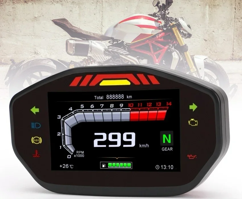

ABS LIQUID crystal mileage water temperature oil meter motorcycle modified instrument single double four cylinder car TFT displa