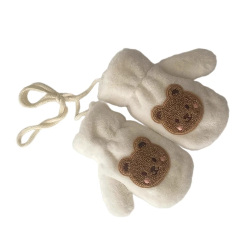 Cartoon Bear Infant Gloves Warm Baby Gloves Hanging Neck Chain Designed Mittens